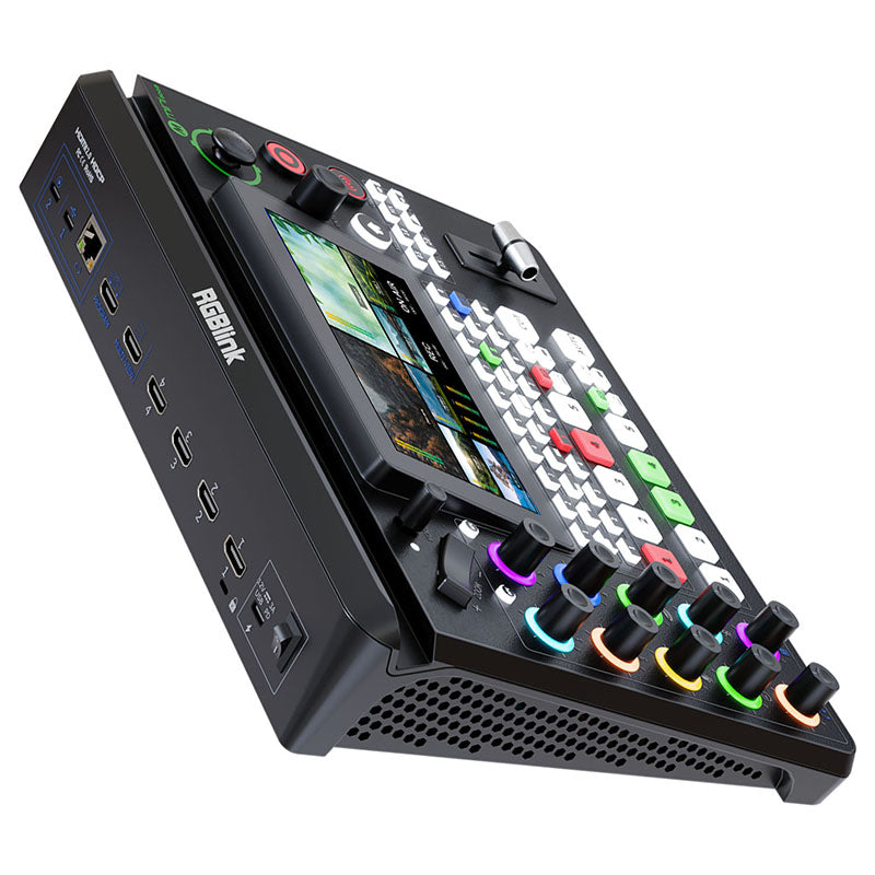 RGBlink Mini-Edge, All in One Video Mixer Switcher 4K Multi-Cam Video Switcher with 5.5-inch Display, 5 Channel Input Video Production Solution for Live Streaming, Podcasting, Content Creation...