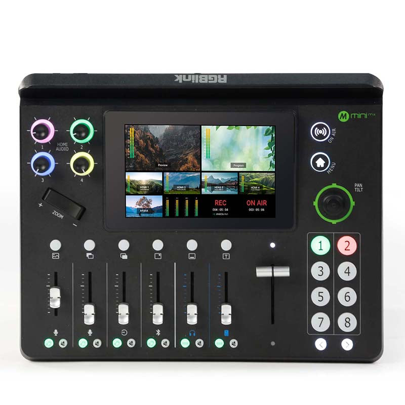 RGBlink Mini-mx, Professional Video Mixer Switcher 4K Multi-Cam Video Switcher with 5.5-inch Display Production Solution for Live Streaming and Gaming, Podcasting, Music Production, Content Creation