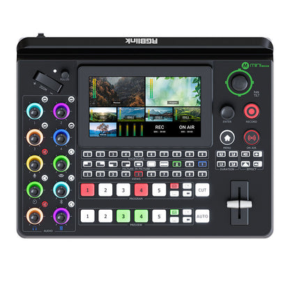 RGBlink Mini-Edge, All in One Video Mixer Switcher 4K Multi-Cam Video Switcher with 5.5-inch Display, 5 Channel Input Video Production Solution for Live Streaming, Podcasting, Content Creation...